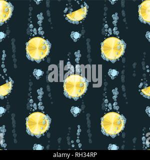 Limonade drucken. nahtlose Muster mit Zitrone und Eiswürfel 10 eps Stock Vektor