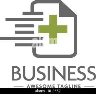 Medizinische Bericht gefüllt Vector Linear bunte Zeichen auf weißem Hintergrund. Dokument mit medizinischen Kreuz Symbol Stock Vektor