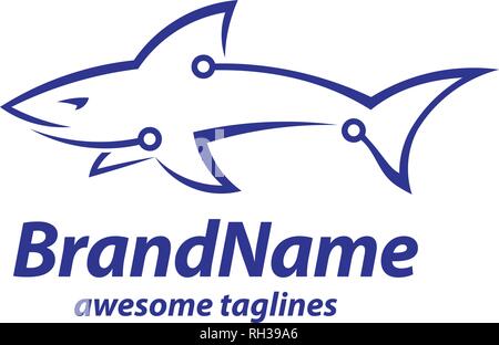 Creative tech und Shark logo Konzept, Vektor shark Tech logo Konzept Abbildung Stock Vektor