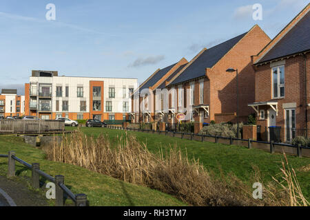 Neues Gehäuse am Upton, am Stadtrand von Northampton, UK; ein eco-design Entwicklung rund um die grüne Räume angeordnet. Stockfoto