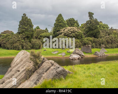 Ephemere Feuchtgebiete im Sommer, schöne ruhige Landschaft, Natur, See Kiriopukae, Te Urewera National Park, North Island, Neuseeland Stockfoto