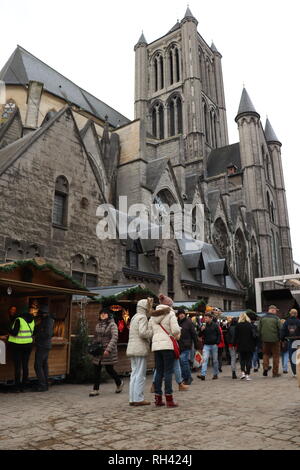 Heiligabend Weihnachtsmarkt in Gent, Belgien Stockfoto