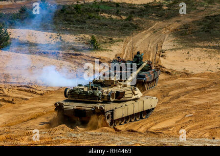 Panzer Abrams in Lettland. Internationale militärische Ausbildung aber Streik 2017', Adazi, Lettland, vom 3. bis zum 15. Juni 2017. US Army Europe - jährliche Internat led Stockfoto