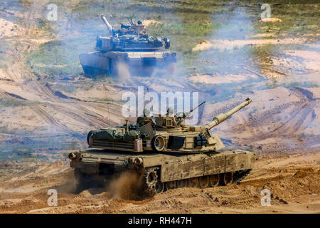 Panzer Abrams in Lettland. Internationale militärische Ausbildung aber Streik 2017', Adazi, Lettland, vom 3. bis zum 15. Juni 2017. US Army Europe - jährliche Internat led Stockfoto