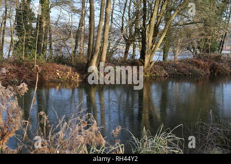 Basingstoke Canal über, Frogmore, in der Nähe der Flotte, Hart-Bezirk, Hampshire, England, Großbritannien, USA, UK, Europa eingefroren Stockfoto