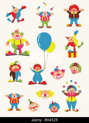 Lustige clown icoon Stock Vektor