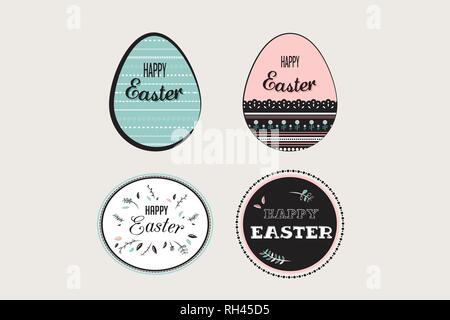 Ostern Elementen dekoriert mit Ei und floralen Embleme. Stock Vektor