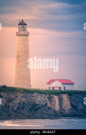 Cap-des-Rosiers Leuchtturm in Quebec. Quebec, Kanada. Stockfoto