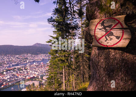 Hexen in Bergen, Norwegen verboten. Stockfoto