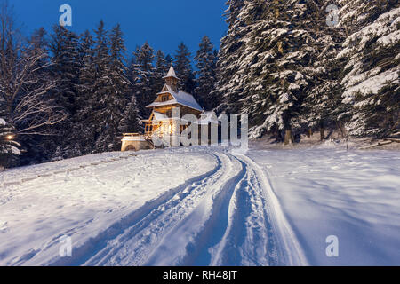 Kapelle des Heiligen Herzens Jesu in Jaszczurowka. Jaszczurowka, Zakopane, Kleinpolen, Polen. Stockfoto