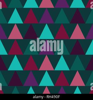 Vektor Nahtlose bunte Dreieck Muster. Geometrische abstrakte Textur. Wald, grün, pink und lila Dreiecke. Stock Vektor