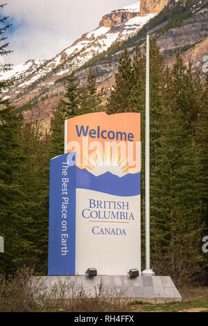 Willkommen in British Columbia. British Columbia, Kanada. Stockfoto