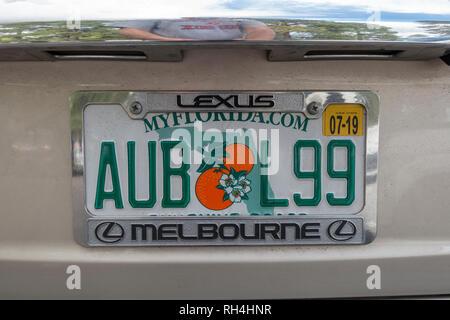 In der Nähe der Florida State Nummernschild, Usa. Stockfoto