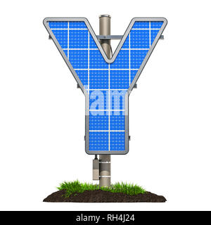 Buchstaben Y. Solarpanel in der Buchstabe Y, 3D-Rendering auf weißem Hintergrund geformt Stockfoto