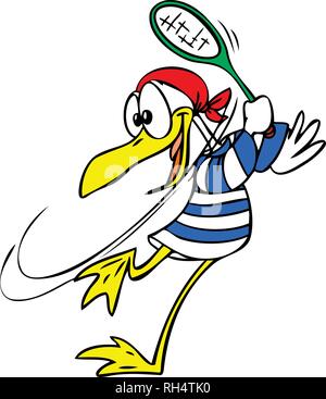 Cartoon seagull Tennis Vector Illustration Stock Vektor