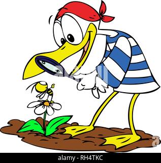 Cartoon Möwe eine Forschung über Natur Stock Vektor