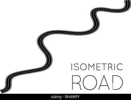 Isometrische Highway, geschwungene Straße mit Markierungen. 3D-Vektor Illustration auf Weiß Stock Vektor
