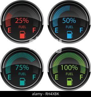 Moderne elektronische digitale Auto Gas Tankanzeigen Vector Illustration Stock Vektor