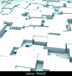 3D-Illustration Rendering von mehreren white cubes verformt Hintergrund Stockfoto