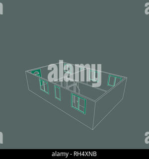 White Pen Zeichnung Abbildung: leer Startseite Apartment Stockfoto