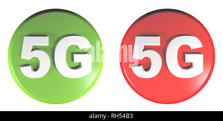Grüne und rote Kreis Taster 5 G - 3D Rendering illustration Stockfoto