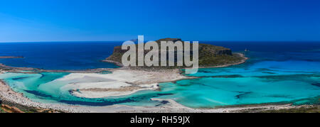 Strand von Balos, Halbinsel Gramvoussa, Präfektur Hania, Crete. Griechenland. Stockfoto