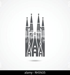 Barcelona Sagrada Familia Symbol auf weißem Hintergrund Stock Vektor