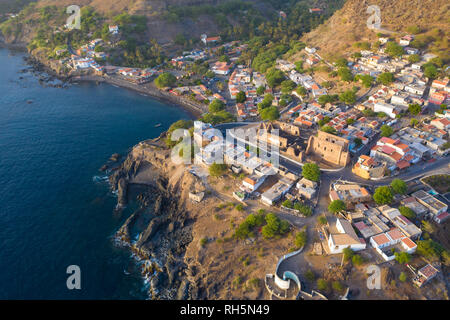 Luftaufnahme Cidade Velha Stadt in Santiago - Kap Verde - Cabo Verde Stockfoto