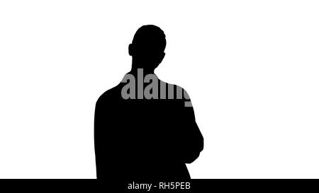 Silhouette Frau Doktor gehen mit Tablett in den Händen. Stockfoto
