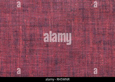 Rot mit Schwarz Melange Leinen Textur. Makro Stockfoto