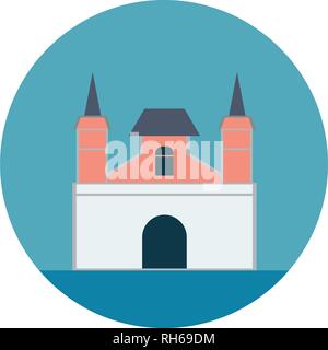 Gebäude runde Symbole. Vector Illustration Stil ist flach iconic Symbol, blauen Hintergrund. Stock Vektor