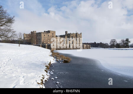 Raby Castle, Staindrop, County Durham, UK. Freitag, 1. Februar 2019. UK Wetter. Schöne Szenen als starker Schneefall erstellt eine Winterlandschaft bei Raby Castle im Nordosten Englands. Quelle: David Forster/Alamy leben Nachrichten Stockfoto