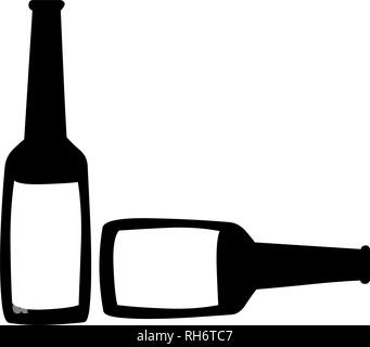 Toasten Bierflaschen Symbol. Pub und Bar. Vektor isoliert Abbildung Stock Vektor