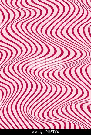 Abstrakte vertikale Wellig geometrische Muster. Vektor Textur mit rosa Wellen, streifen. Dynamische 3D-Effekt, die Illusion von Bewegung. Moderne Hintergrund. Stock Vektor
