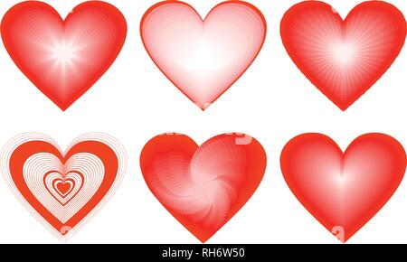 Rotes Herz Icons, ideal für Valentines Tag und Hochzeit. Vector Illustration auf weißen isoliert Stock Vektor
