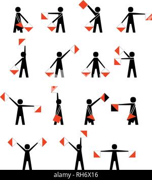 Alphabet - Flagge semaphore System. Vektor alphabet Symbol Vektor-illustration isoliert auf weißem Stock Vektor
