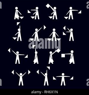 Alphabet - Flagge semaphore System. Vektor alphabet Symbol Vektor-illustration isoliert auf weißem Stock Vektor