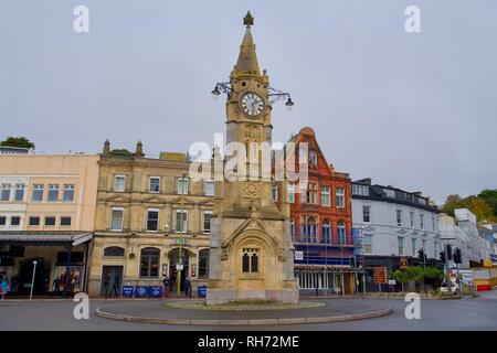 Die mallock Memorial Clock Tower in Torquay, Devon, England. Im Jahre 1902 erbaut. Stockfoto
