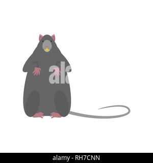Graue Maus isoliert. Kleine Ratte Vector Illustration. Stock Vektor