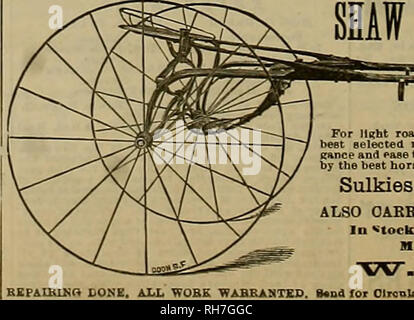 . Züchter und Sportler. Pferde. Es ist ein Erzieher. Es ist menschlich. Es gibt perfekte Kontrolle der Hors&lt; es ist in verschiedenen Größen, so dass es für die colts verwendet werden können sowie alter Pferde. Preis, $ 3 pro. Liberale Abschlag auf den Handel. Für den Verkauf von J. A. McKERRON, Pferd, Boot und Rasen waren Hersteller, 203 und 205 Mason Street, San Francisco, cal. SHAW KARREN id Löten â^ Für Jagd auf Straße oder Schiene uBe. Von tb am besten aus ausgewählten Materialien hergestellt. Verbindet Leichtigkeit wltÂ°. e' Gance und Benutzerfreundlichkeit für Reiter. Gewichte 70 bis 100 lbs. vfi durch die beBt Reiter an dieser Küste. Prüfung eingeladen Sulkies Stockfoto