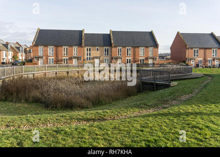 Neues Gehäuse am Upton, am Stadtrand von Northampton, UK; ein eco-design Entwicklung rund um die grüne Räume angeordnet. Stockfoto