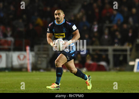 31. Januar 2019, total Gottlosen Stadium, St Helens, England; Betfred Super League, Runde 1, St Helens vs Wigan Warriors, Thomas Leuluai von Wigan Warriors Stockfoto