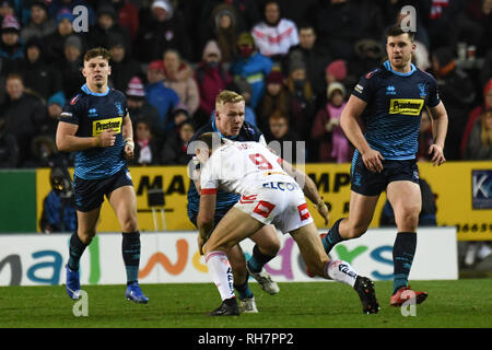 31. Januar 2019, total Gottlosen Stadium, St Helens, England; Betfred Super League, Runde 1, St Helens vs Wigan Warriors, Gabe Hamlin von Wigan Warriors Stockfoto