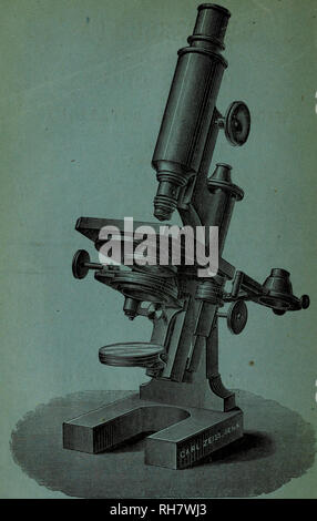 . IllustreÌe Brebissonia, Revue mensuelle de Botanique cryptogamique et d'anatomie veÌgeÌtale. Kryptogamen. Mikroskop grand modÃ¨le de Gahl ZEISS, Opticien À-Jena. N. H. Pour la Description de cet Instrument voir notie prochain N*.. Bitte beachten Sie, dass diese Bilder sind von der gescannten Seite Bilder, die digital für die Lesbarkeit verbessert haben mögen - Färbung und Aussehen dieser Abbildungen können nicht perfekt dem Original ähneln. extrahiert. Societe crytogamique de France. Paris [etc. Charles Noblet [usw.] ] Stockfoto