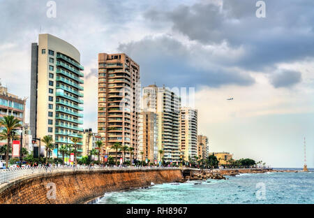 Die Strandpromenade Corniche in Beirut, Libanon Stockfoto