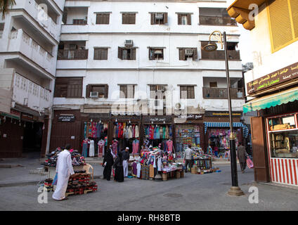 Geschäfte im al-Balad, Mekka Provinz, Jeddah, Saudi-Arabien Stockfoto