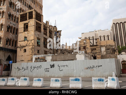 Restaurierung eines alten Haus mit Holz- mashrabiyas in al-Balad Viertel, Mekka Provinz, Jeddah, Saudi-Arabien Stockfoto