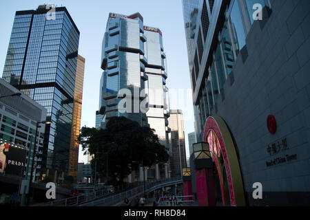 Lippo Center Wolkenkratzer Turm Komplex in 1988 abgeschlossen, Hong Kong Stockfoto