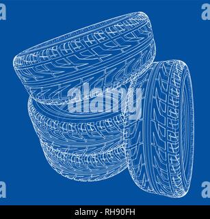 Autoreifen Konzept. Vektor Rendering von 3d Stock Vektor