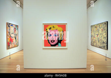 Andy Warhol's Shot Orange Marilyn (1964) Anzeige in der Galerie der Kunst Institut von Chicago. Chicago Illinois USA. Stockfoto